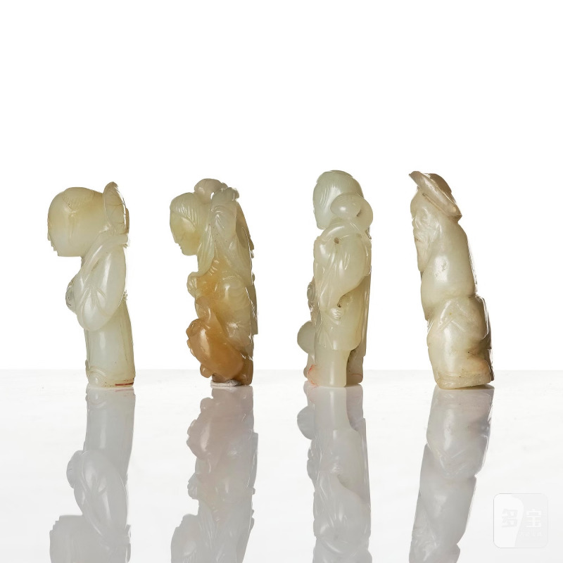 A group of four figural jade sculptures, - 图2
